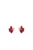 Fireworks Cluster Ruby Earrings